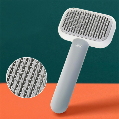 PawSplash self-cleaning detangling brush with retractable bent-wire bristles