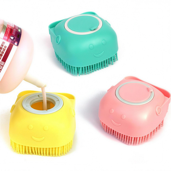 PawSplash Complete Grooming Bundle: silicone bath brush in teal, yellow, and pink